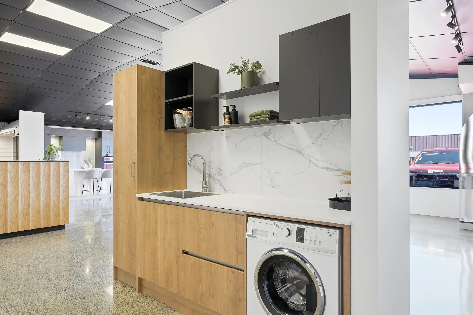 Hardy Construction showroom — lounge area